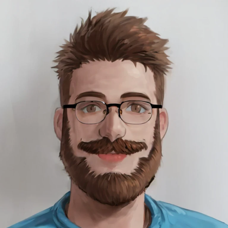 thin lips, smiling, no moustache