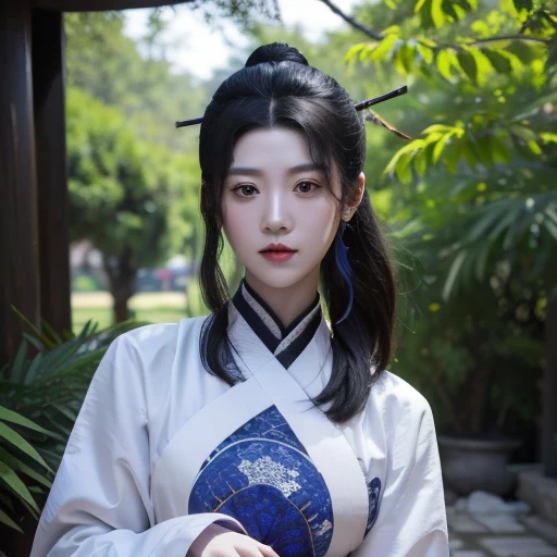 1 tràng trai trẻ, Sharp face with angular details, Wearing Hanfu, ngồi thiền, Peace of mind, in the sun, 4k, full hd, hight quality, details