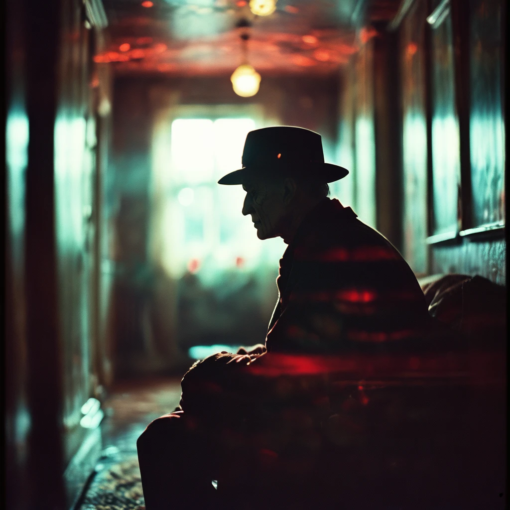 Freddy KRueger  in a room    film, bokeh, professional, blur, lomo,Priest