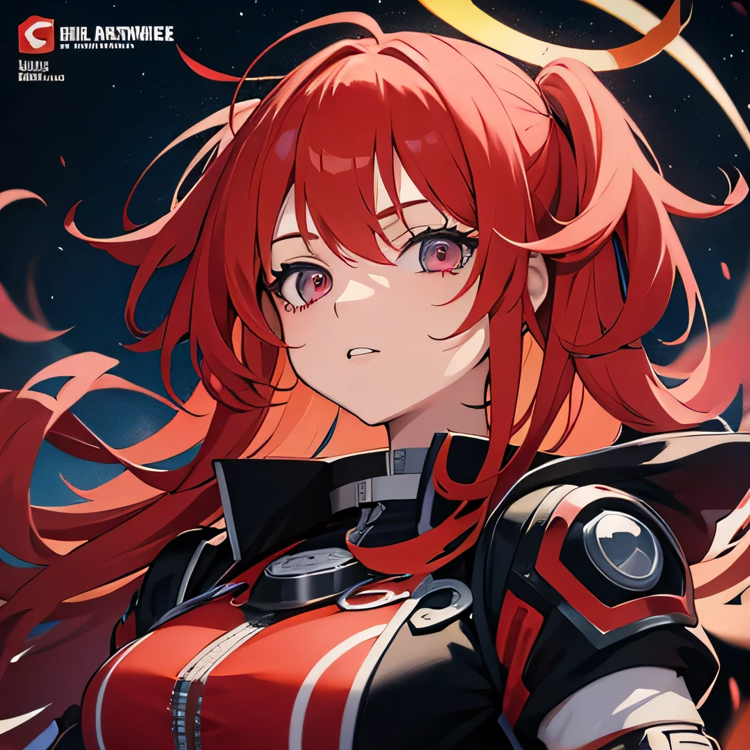 Red-haired girl，Generate a game cover with the theme of the alternate dimension academy