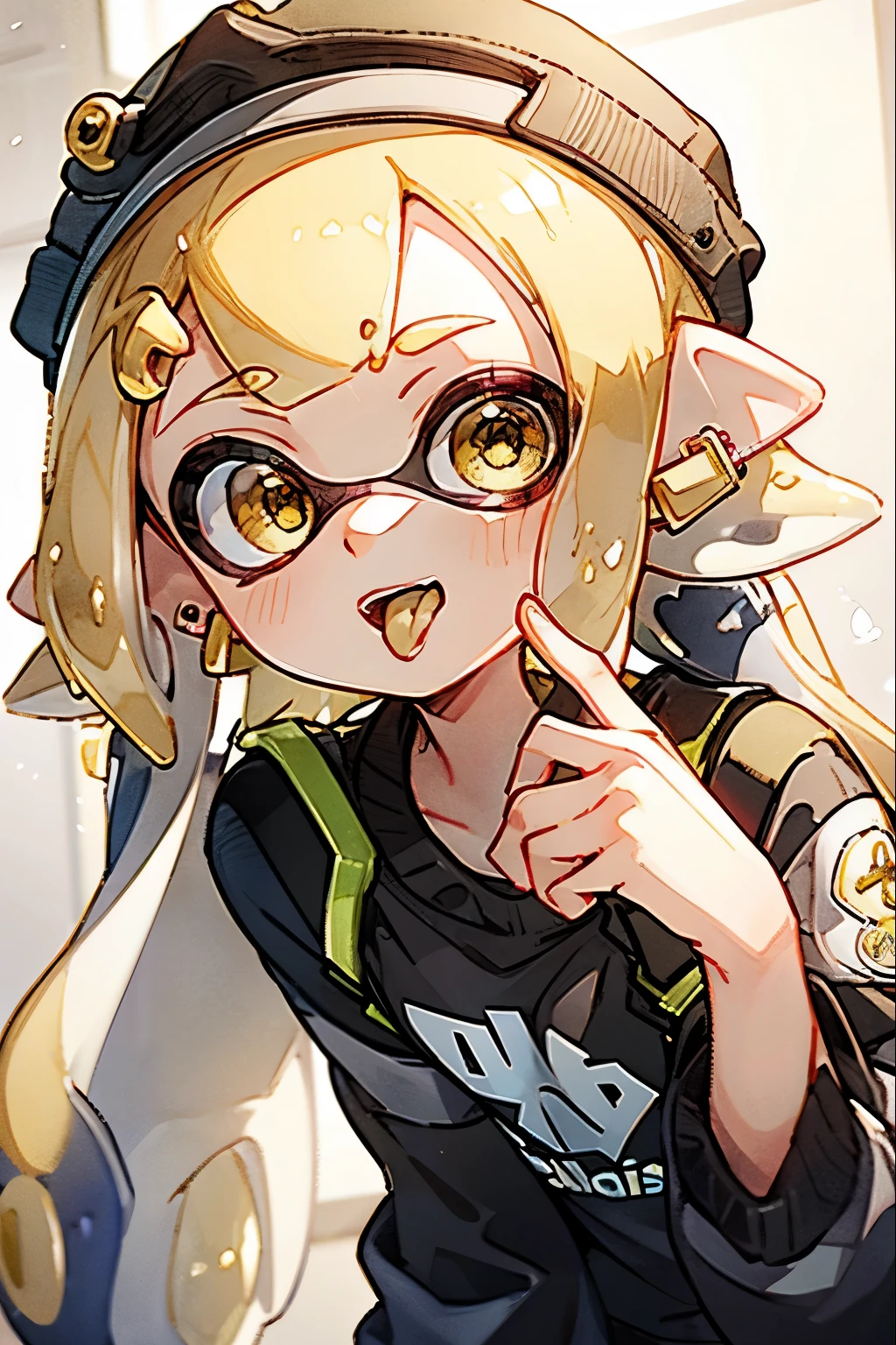 tongue，splatoon girl、Earrings，Golden Eyes、