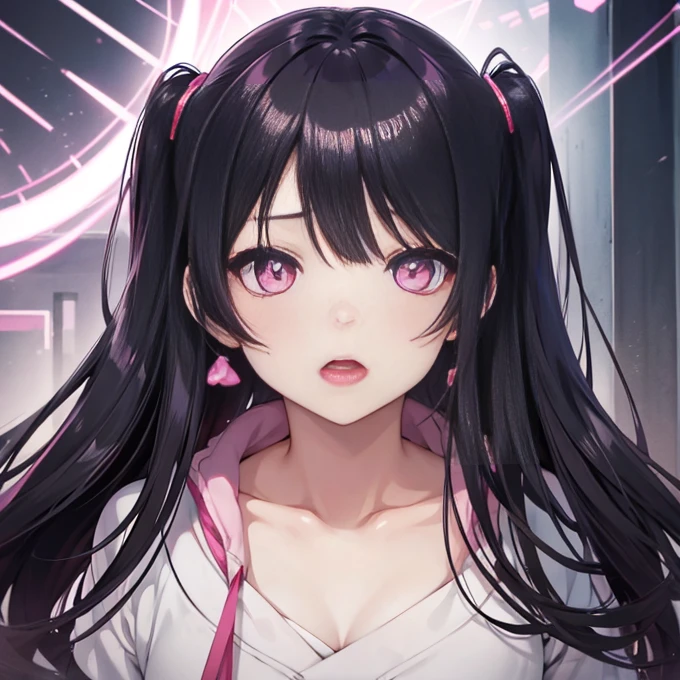 Anime-style expression,Eyes glowing pink,In the photo彼女の目にハイライトはありません.The girl in the photo is hypnotized,Half-open mouth,Similar to You'suffocate again,In the photo, she seems stunned.,Busty woman posing for a photo,Perfect expression,Likely to burst,Your breasts will get bigger,huge ,A lewd tattoo is carved into the cleavage,My breasts are getting bigger,Big Boobs,Camel Toe、hugeなシジュウカラ、Nipple Puffs、Cleavage、Plump、Super big breasts、Super big butt