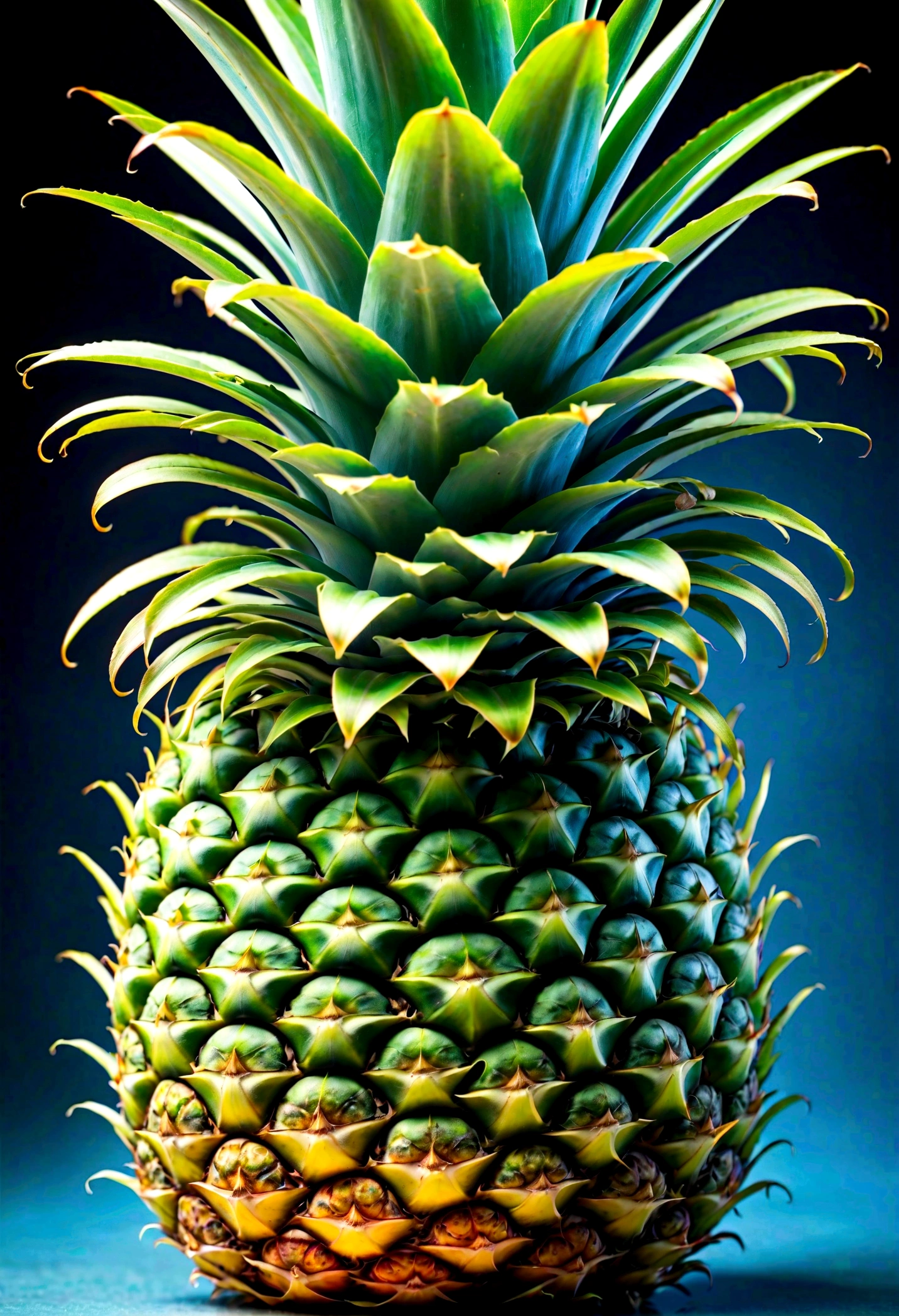 an x ray of a pineapple, colorful, detailed