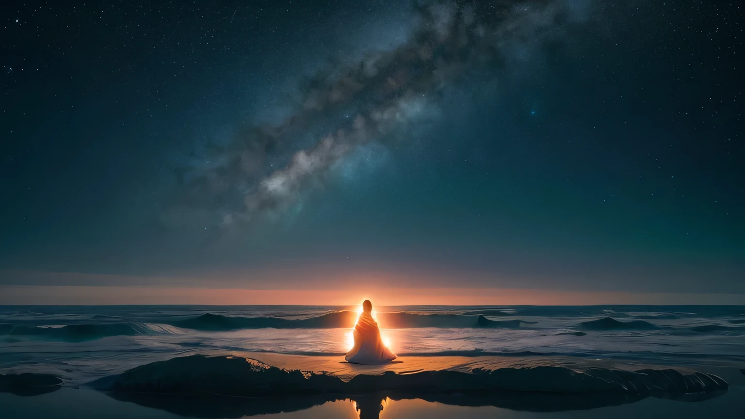 With the Jedi、Meditate deeply on distant worlds.、Embark on a space meditation journey. Imagine a serene landscape with a beautiful ocean as far as the eye can see.., Reflecting the shining moon in the night sky. The air is like a Jedi, An otherworldly serenity。, Wearing a robe that ripples like the surface of water, Finding quiet in a vast space.

Jedi sitting in classic meditation pose, The ocean world spreads out below., Revealing the gentle ebb and flow of alien tides. The soft glow of a distant galaxy lights up the atmosphere, Casting a fantastic hue on the horizon.

Learn about the Jedi&#39;s connection to the Force, In harmony with the earth&#39;Renewable Energy. Witness the rhythmic movements of the Jedi&#39;Breathing in sync with the gentle movements of the alien ocean。. Subtle details like the intricate design of a Jedi&#39;s lightsaber, Resonate with the heavenly beauty of your surroundings, Add layers for visual appeal.　Rear View Immerse yourself in this enchanting meditative experience。, Where the silence of the Jedi reflects the silence of another dimension.. In this video、Explore a deep connection to the Force and the cosmic wonders of an unknown planet。, A unique and immersive journey into the essence of meditation."