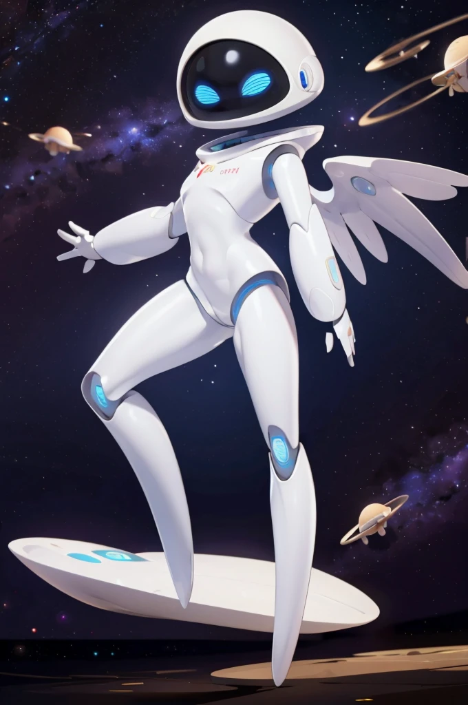 eve, , blue eyes, No mouth, White skin ,Screen surface, looking at the audience, full-body shot, floating, Stars and space, high quality, masterpiece,