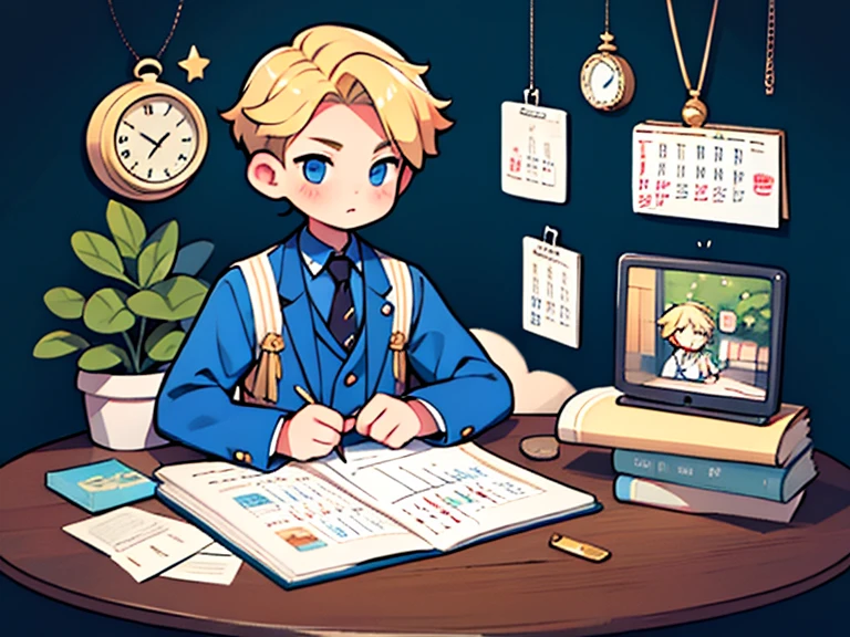 Illustration Young blond man　Have a calendar