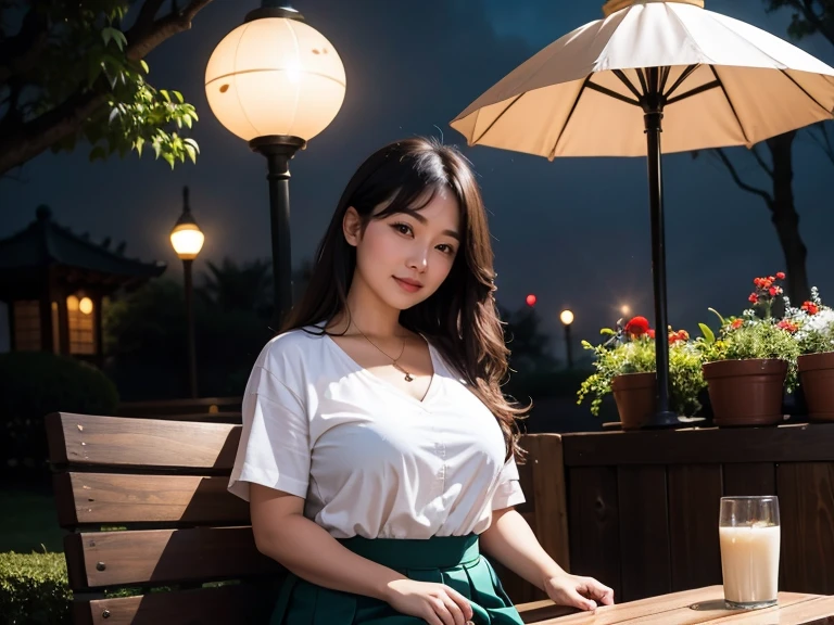 (RAW Photos:1.2), (Realistic:1.4),Beautiful detailed woman,非常にFine grainと顔, Fine grain, Very detailed,High resolution, highest quality,8k wallpaper,masterpiece,highest quality,1 female,alone,rich,(A little chubby:0.9),Toned figure,Photograph the upper body,Narrow waist,(blouse,mini skirt,High heels),Semi-long hair,Serious face,A dignified atmosphere,black eye,Realistic,(Night Park:1.1)、Eating a lot of mushrooms、There are mushrooms on the table、There are lots of mushrooms around
