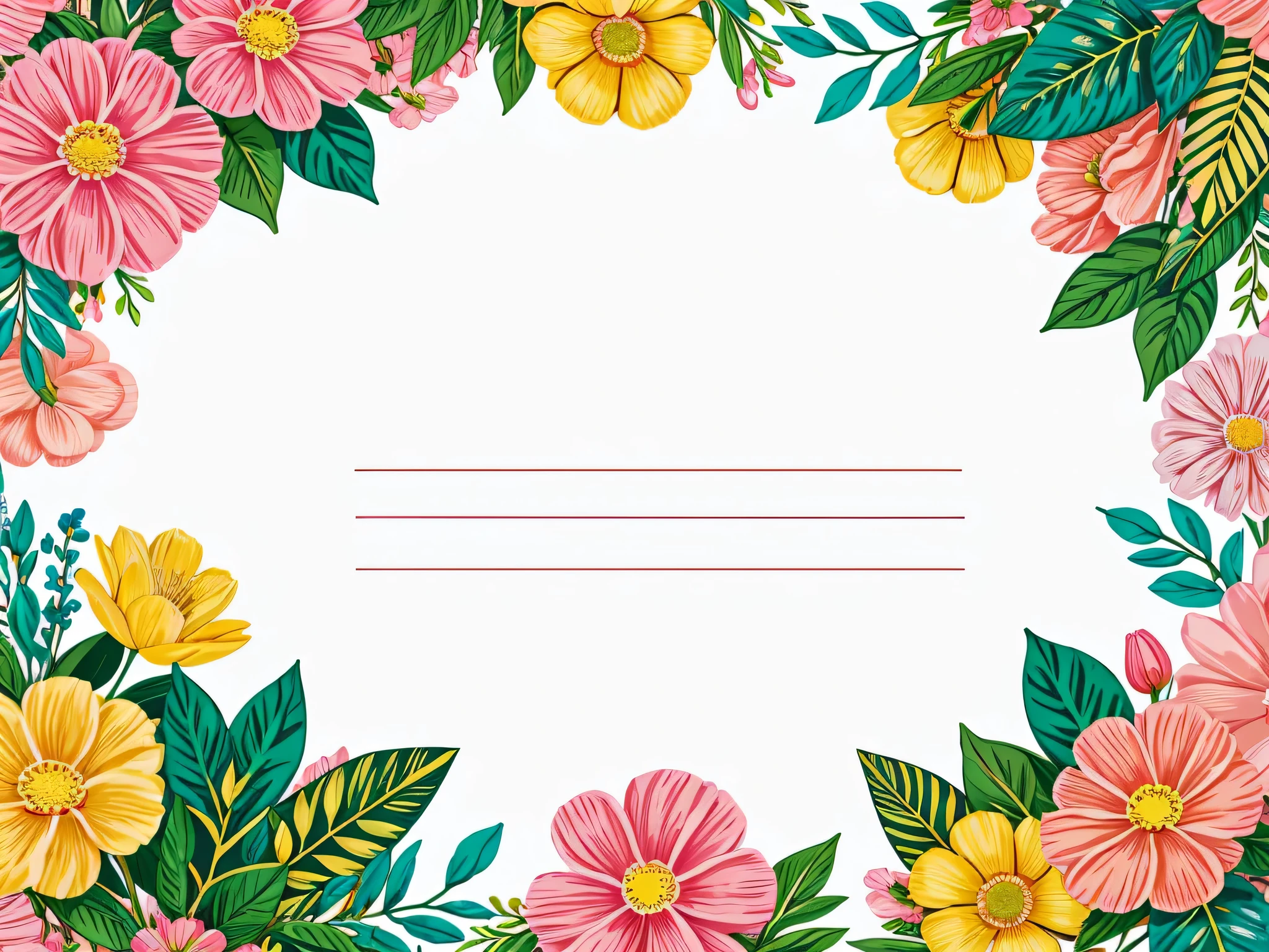 Lush floral pattern with vivid flowers and leaves, background for invitation, mother's day card