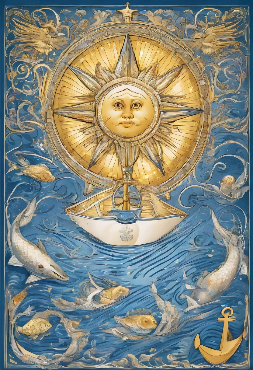 Anthropomorphic sun,Dazzling golden glow,blue sky,Mysterious Otherworld,Amazing view,The best healing.