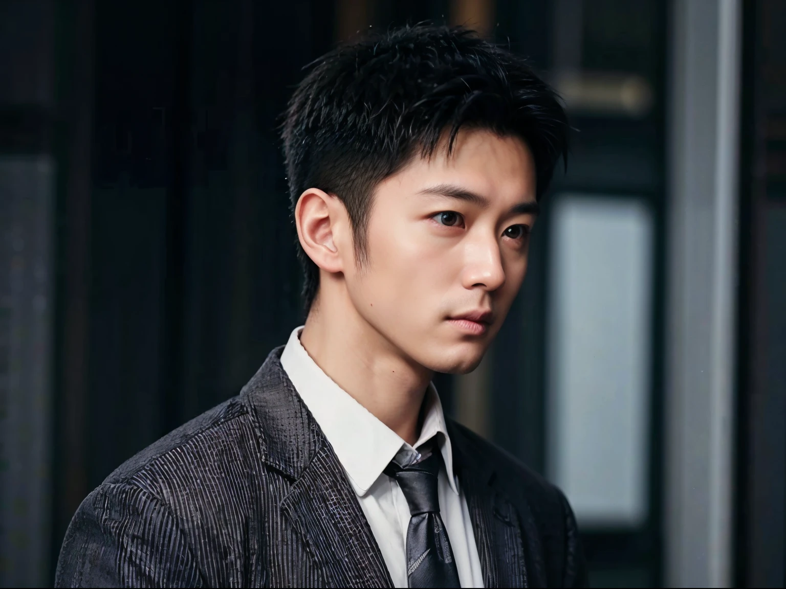 suit、Monochrome、business、male子求人、staff、male、Japanese、maleらしい、Muscular、beard、Monochrome写真、Wearing a tie