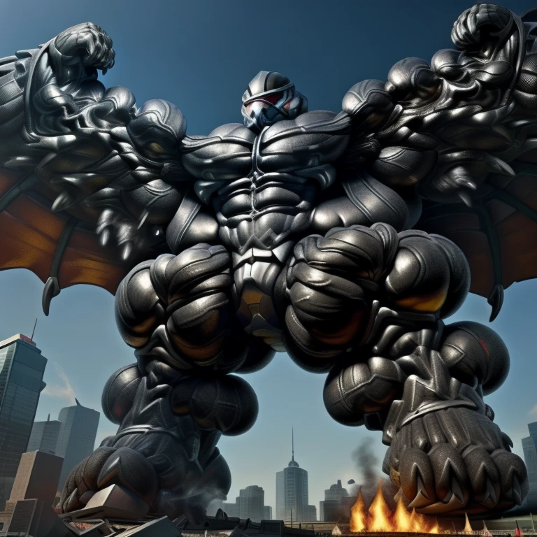 (masterpiece. official art. 8k. best quality. detailed full body. full body.)

(situation 1 : dominating cinderace. focus GIANT mechanical Muscular cinderace is trampling the soccer field. Looking down. macro. stomp. Low-angle perspective. emphasizing the immense size. The perspective is from below, emphasizing the sheer majesty and power of the Giant. giant art. He is much bigger than a skyscraper. Giga Giants. micro soccer field.)

(situation 2 :smoke and flames rising from the destruction in the soccer field.)

(Additional details 1: wearing a full-face helmet. high-tech bio-mecha armor. real texture material. whole body shines like metal. Wearing cyberpunk mecha. emphasizes the muscles. suit fully made of metal. intricate armor. Robotic suit. suit fully made of metal. cyborg. Powered exoskeleton with the same design as cinderace).

(Additional details 2: (Detailed head. Detailed Body. Detailed abs. gigantic muscles. HYPER MUSCLES. Gigachad Muscular. big muscle. pecs. triceps. traps. unusually developed muscular body. body full of huge muscles. showing off muscles. pectorales enormes. Exaggeratedly huge muscles. huge muscles. long legs.).

(Additional details 3: Spread wings. It has wings. White have big wings. The claws are sharp. Sharp teeth.5 toes.).