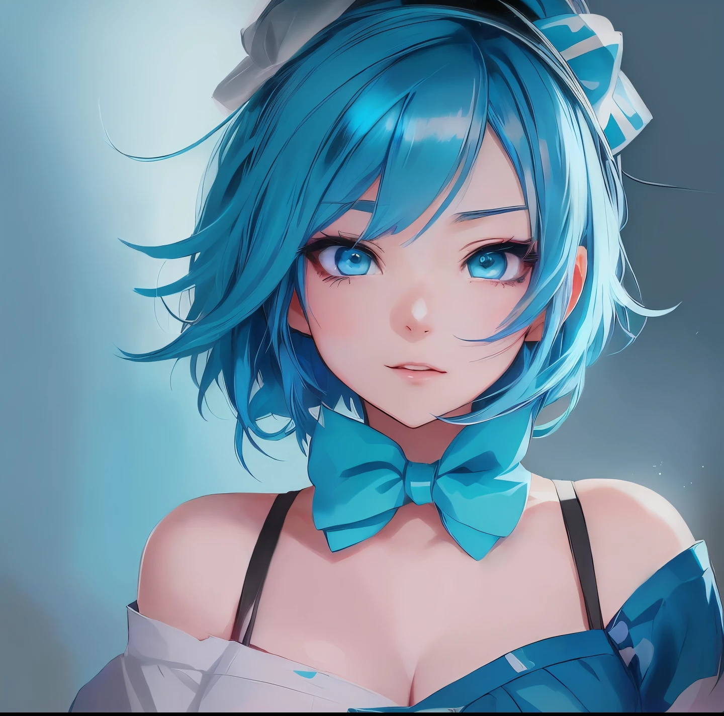 anime girl with blue hair and a bow on her head, anime style 4 k, anime art wallpaper 8 k, girl with blue hair, anime art wallpaper 4 k, anime moe artstyle, anime art wallpaper 4k, anime girl with teal hair, detailed digital anime art, guweiz, short blue haired woman, 4k anime wallpaper, anime wallpaper 4 k