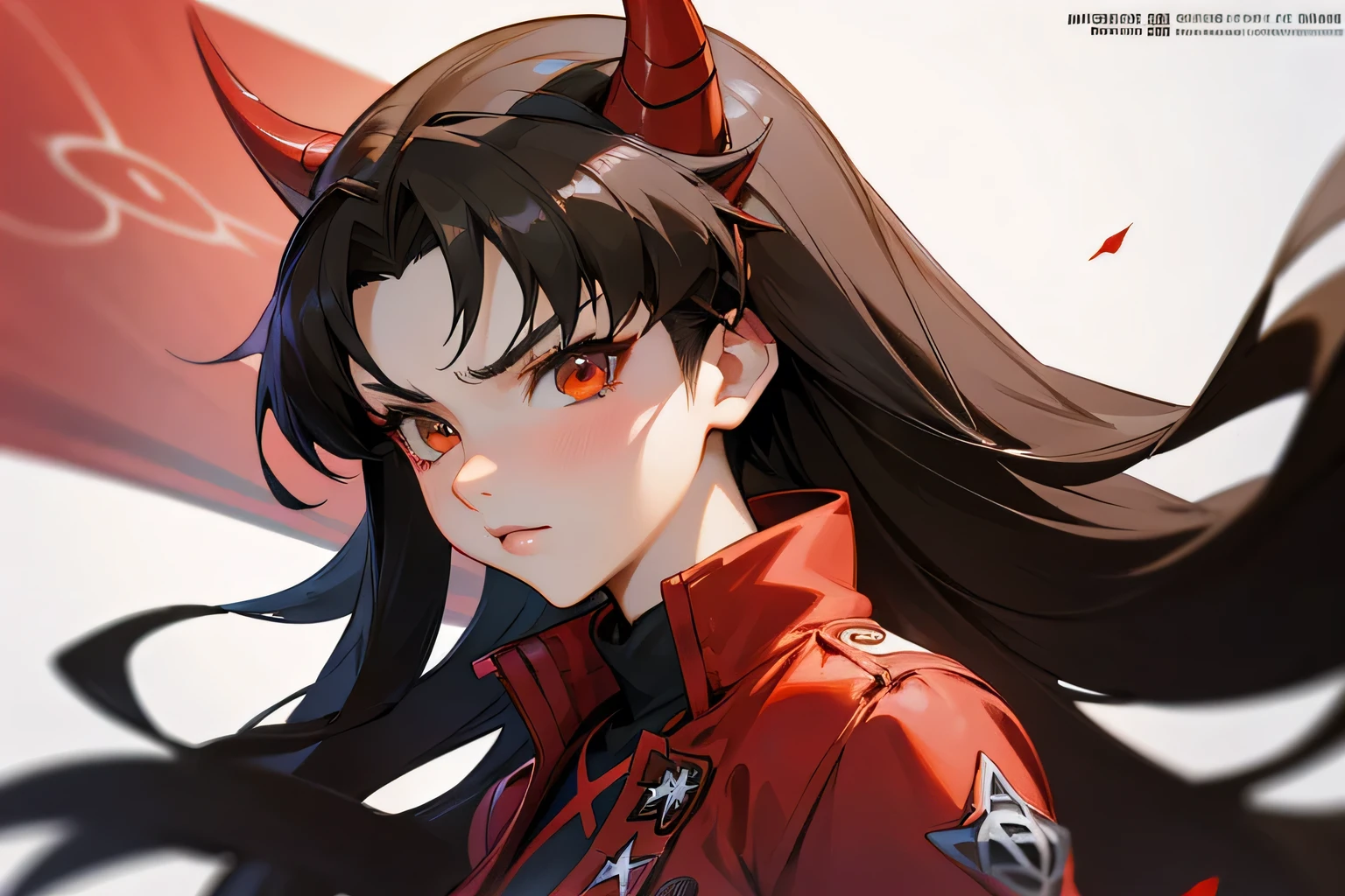 anime girl with horns and a red jacket, extremely detailed artgerm, artgerm. high detail, artgerm detailed, ig model | artgerm, detailed digital anime art, realistic anime artstyle, artgerm portrait, rin tohsaka, style artgerm, artgerm. anime illustration, artgerm on artstation pixiv