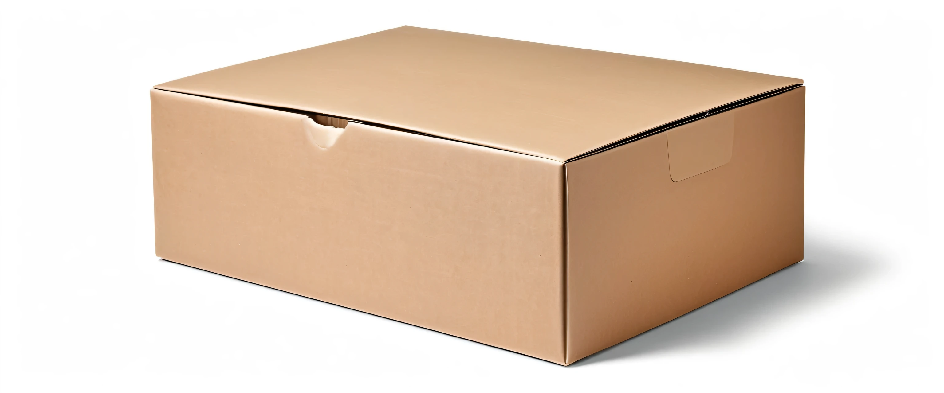 empty closed cardboard box mockup, png file of isolated cutout object with shadow on transparent background