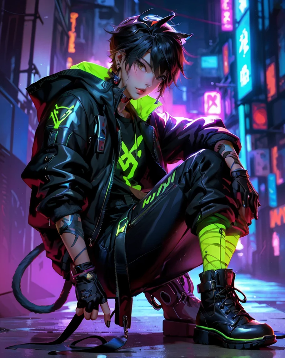 a woman sitting on top of a box next to a cat, artstyle : ilya kuvshinov, shiny colorful, sexy girl wearing shorts, black jeans, medibang, characters merged, anime like