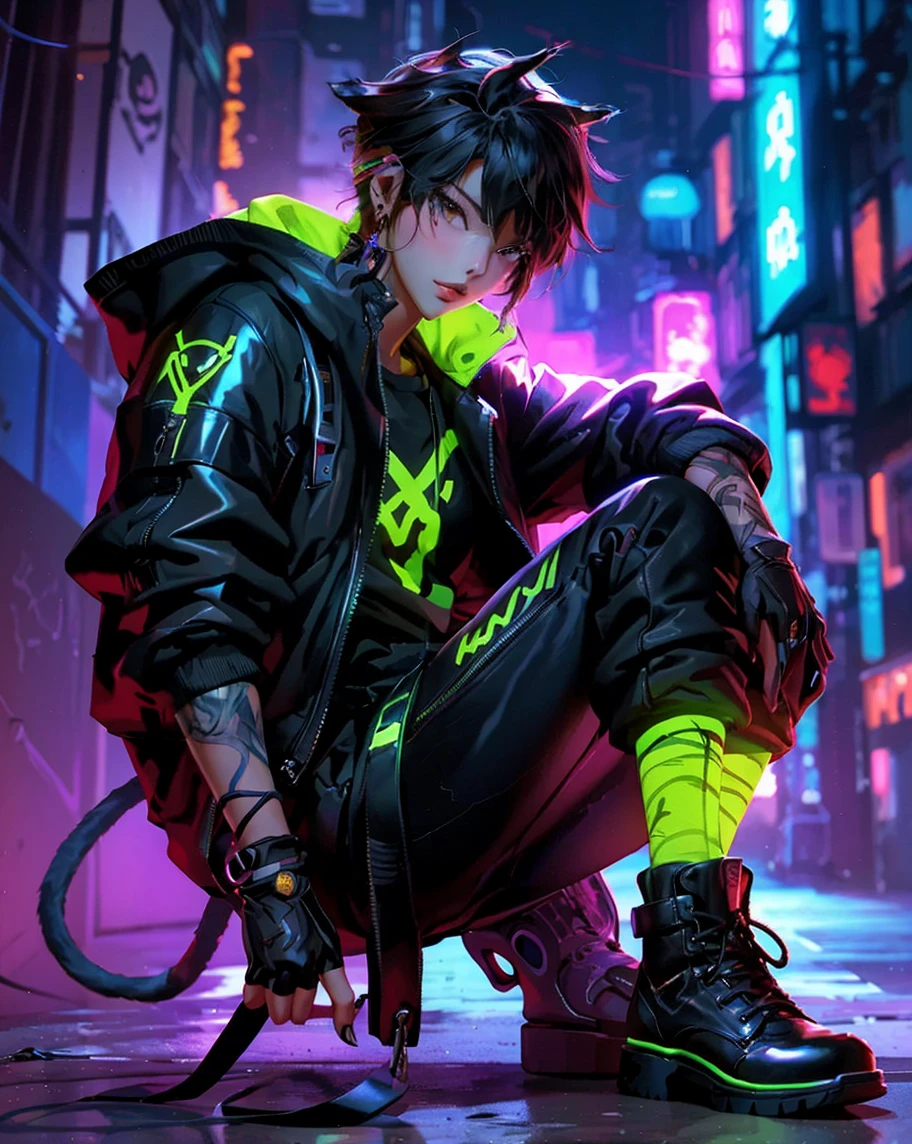 a woman sitting on top of a box next to a cat, artstyle : ilya kuvshinov, shiny colorful, sexy girl wearing shorts, black jeans, medibang, characters merged, anime like