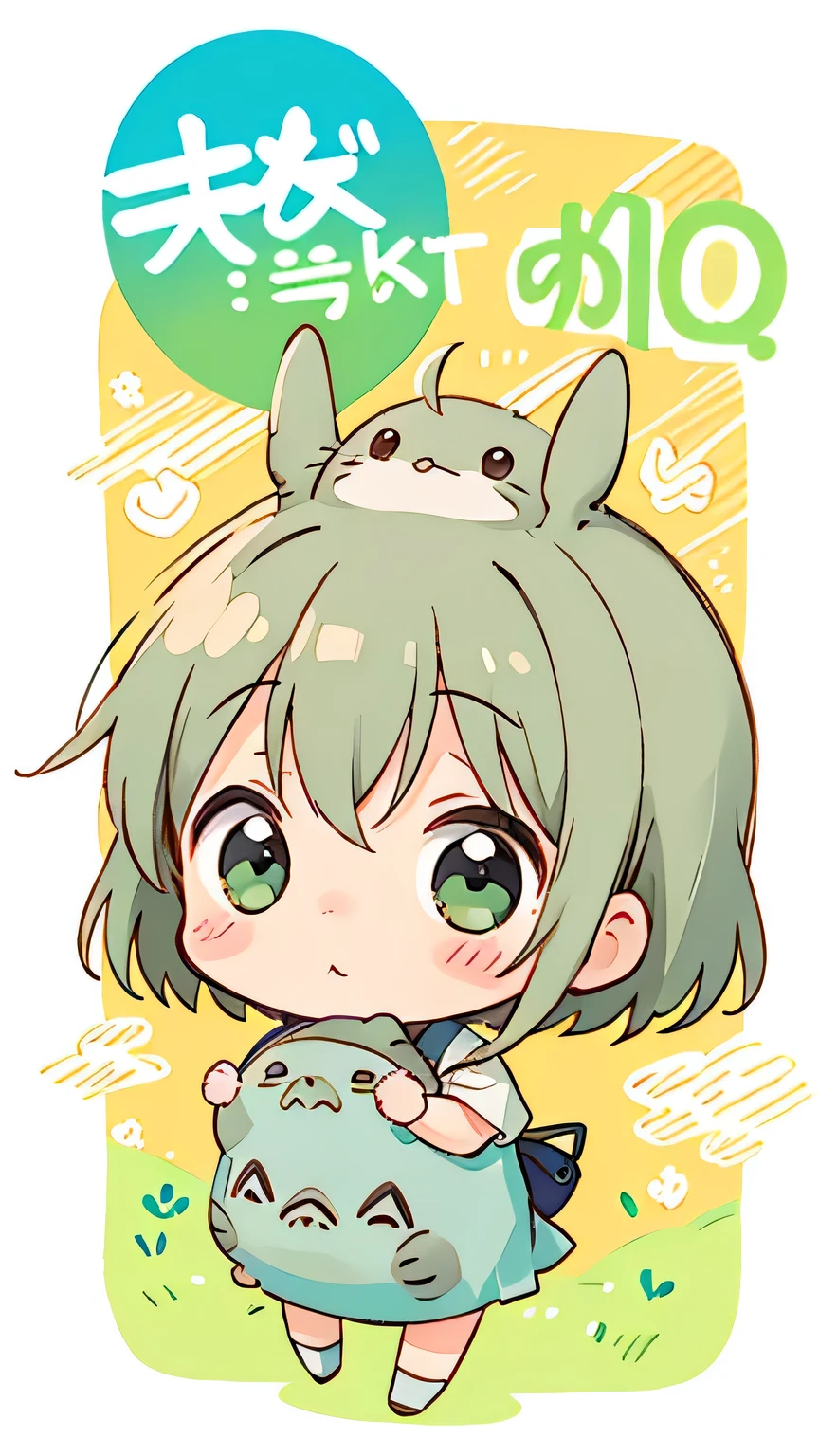 watase Seizo style, Kawaii Design, The most beautiful girl of all time、Chibi, Get a hug from Totoro