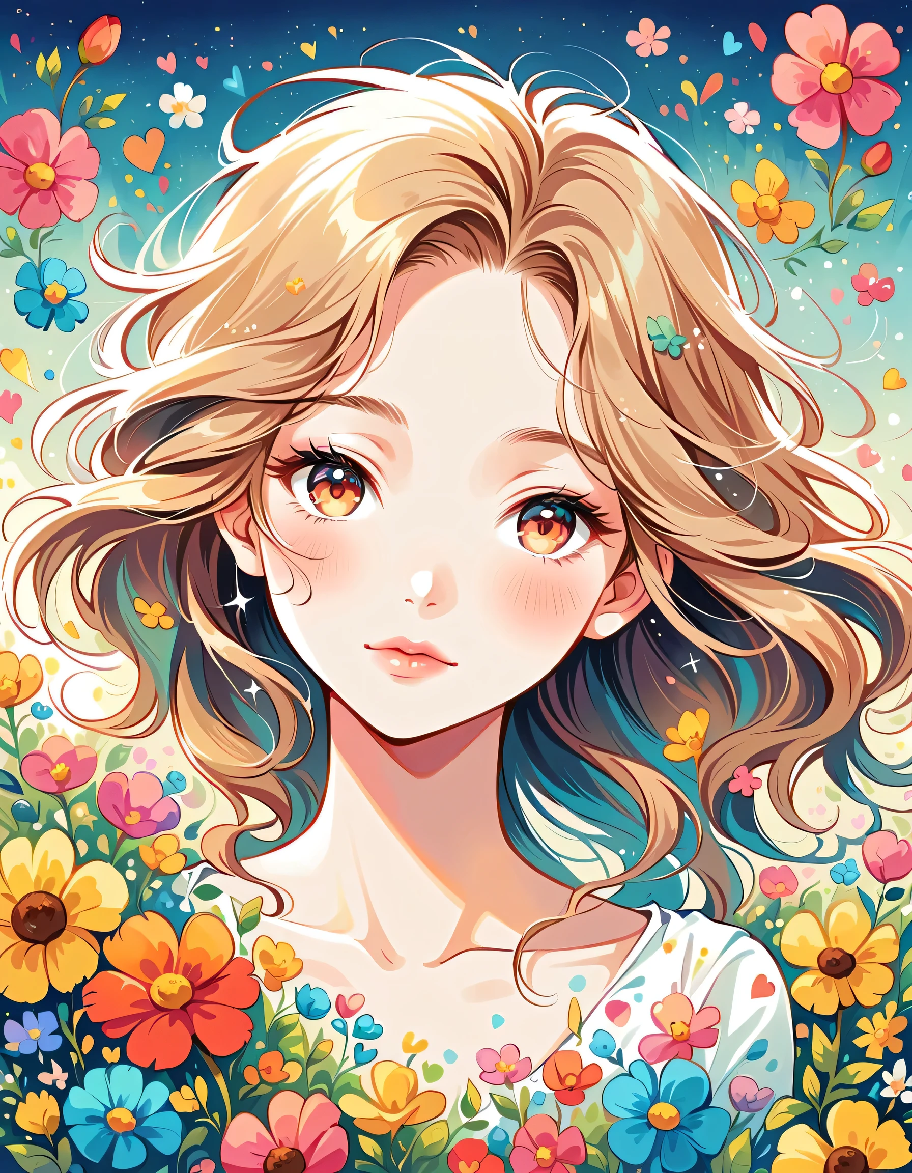Mai Yoneyama Style、The most beautiful girl of all time、Lips in Love、Colorful flowers、Simple line initials、Abstract art、Urban Background
