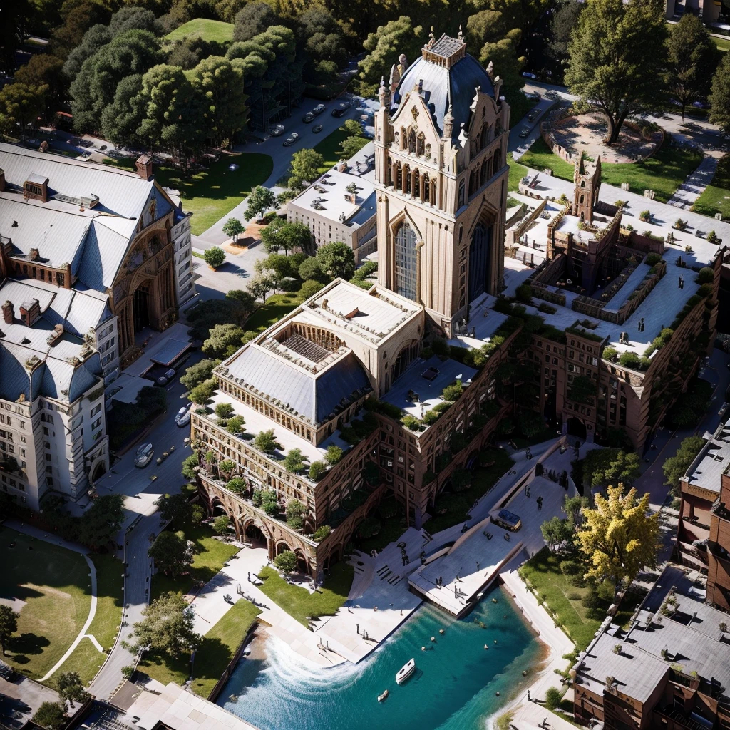 A sprawling enormous ancient college in modern setting, ornate architecture, cobblestone pathways, lush green gardens, sunlight streaming through arched windows, students walking by in contemporary clothing, establishing shot from outside capturing the grandeur of the whole college campus, (best quality,4k,8k,highres,masterpiece:1.2),ultra-detailed,(realistic,photorealistic,photo-realistic:1.37),detailed architecture, intricate stonework, ornate spires, manicured hedges, vibrant colors, natural lighting, university, academia, education, historic, medieval, fantasy