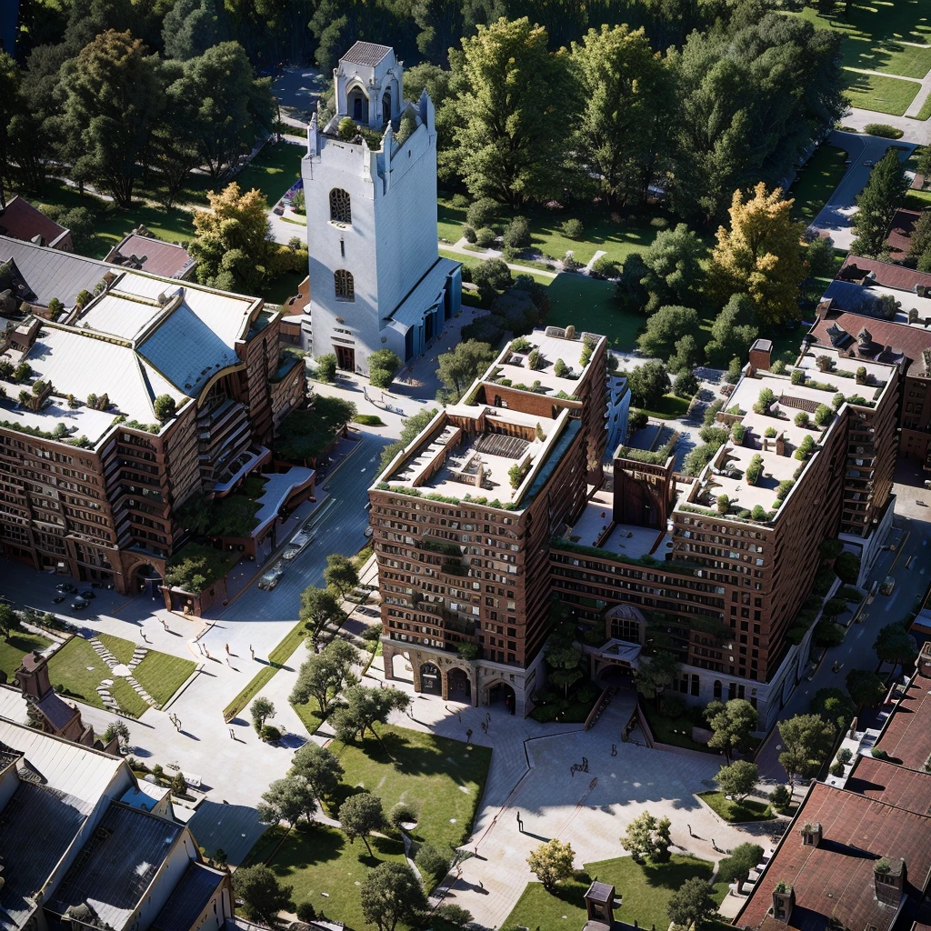 A sprawling enormous ancient college in modern setting, ornate architecture, cobblestone pathways, lush green gardens, sunlight streaming through arched windows, students walking by in contemporary clothing, establishing shot from outside capturing the grandeur of the whole college campus, (best quality,4k,8k,highres,masterpiece:1.2),ultra-detailed,(realistic,photorealistic,photo-realistic:1.37),detailed architecture, intricate stonework, ornate spires, manicured hedges, vibrant colors, natural lighting, university, academia, education, historic, medieval, fantasy