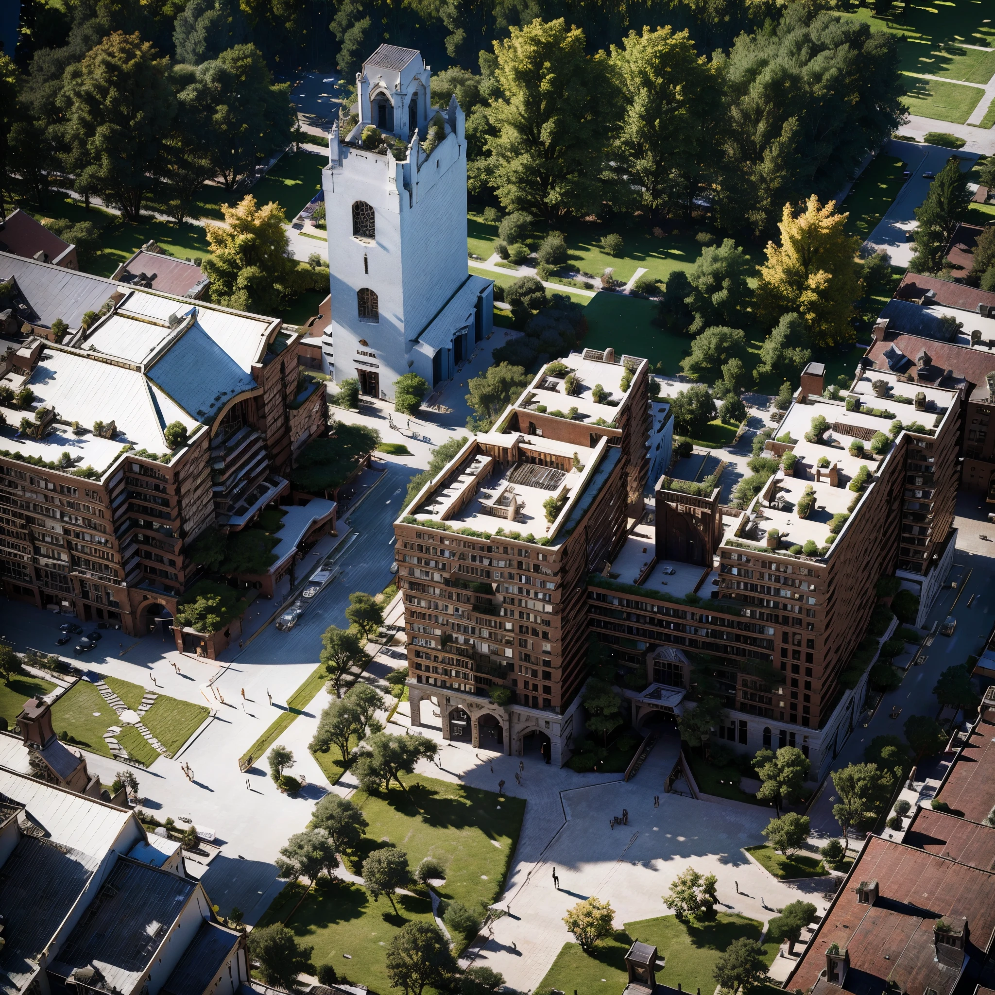 A sprawling enormous ancient college in modern setting, ornate architecture, cobblestone pathways, lush green gardens, sunlight streaming through arched windows, students walking by in contemporary clothing, establishing shot from outside capturing the grandeur of the whole college campus, (best quality,4k,8k,highres,masterpiece:1.2),ultra-detailed,(realistic,photorealistic,photo-realistic:1.37),detailed architecture, intricate stonework, ornate spires, manicured hedges, vibrant colors, natural lighting, university, academia, education, historic, medieval, fantasy