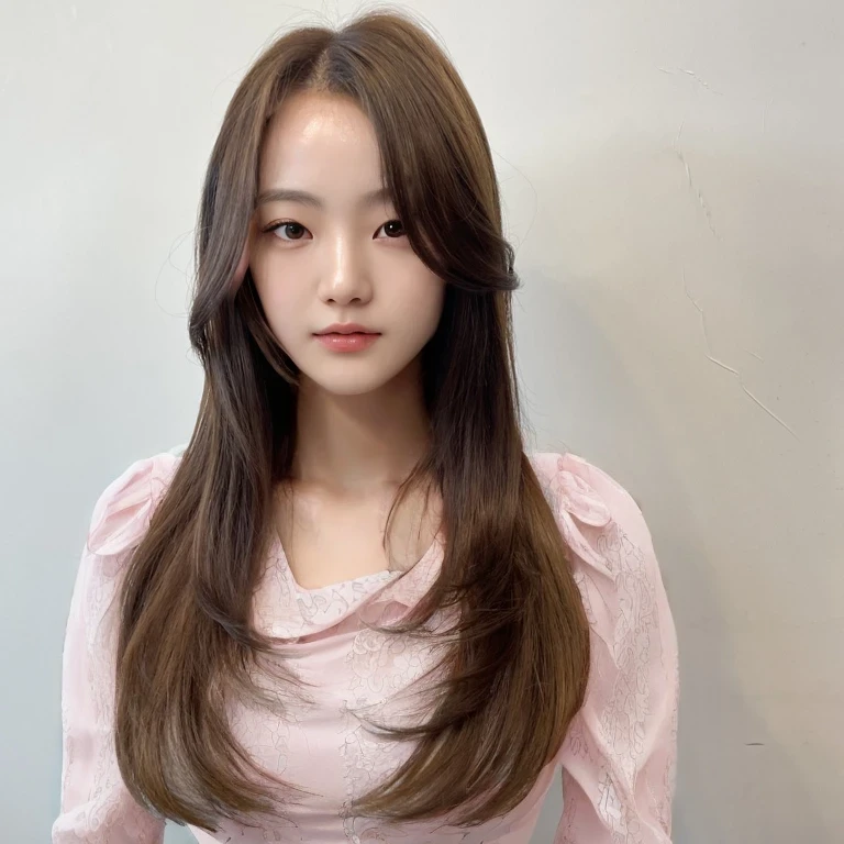 Best Quality, 8k, Masterpiece, (Portrait: 1.3), (photo realistic:1.4), (hyper realistic:1.4), Sharp Focus, looking at viewer, (smoother lighting:1.1), (increase cinematic lighting quality:0.9), realistic lighting, backlighting, light on face, ray trace, (brightening light:1.2), (Increase quality:1.4), sharp detail, (best quality real texture skin:1.4), finely detailed eyes, black_eyes, finely detailed face, 25 year old Korean woman, (pink dress_shirt:1.4), (Create an image maintaining the original base model hairstyle:1.5)



