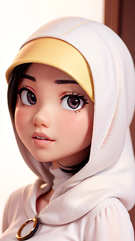 Muslim young INDONESIAN woman (ariel tatum), Instagram, hijab, portrait, picture, close-up portrait, solo, casual, feminine, fashionable, graceful, white background