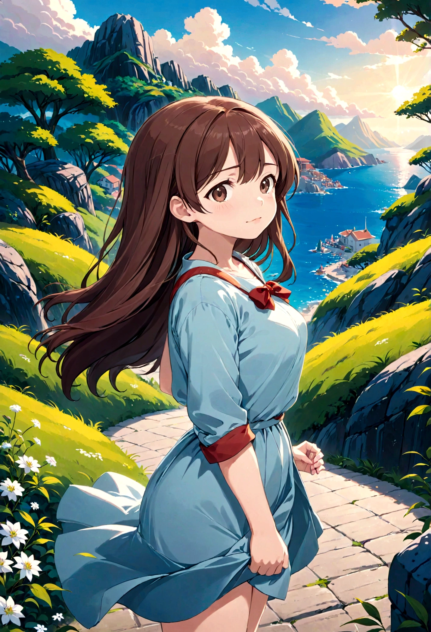 Low - Angle、Long skirt、強WindでHolding the flipping skirt with your hand、強WindでWhite cotton pantiesが見えている、:((Holding the flipping skirt with your hand))Low - Angle8Kで、highest quality、masterpiece、Ultra-detailed、Ultra-high resolution、Anime Style、1. High school girl、強Wind、((Holding the flipping skirt with your hand))、(impatient)White cotton panties:1.5), (Wind:1.25), (highest quality:1.0), (masterpiece:1.0), (Ultra-fine illustrations:1.0), ネイビーブルーのLong skirt、
、Lined、