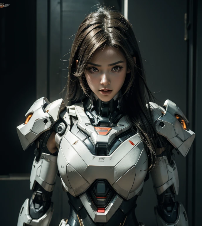 Textured skin, Super Detail, high details, High quality, Best Quality, hight resolution, 1080p, hard disk, Beautiful,(Gundam),beautiful cyborg woman,Mecha Cyborg Girl,Battle Mode,Girl with a Mecha Body,She wears a futuristic Gundam mecha,A powerful cyborg woman, sleek and futuristic, with advanced mechanical augmentations that enhance her strength and capabilities.