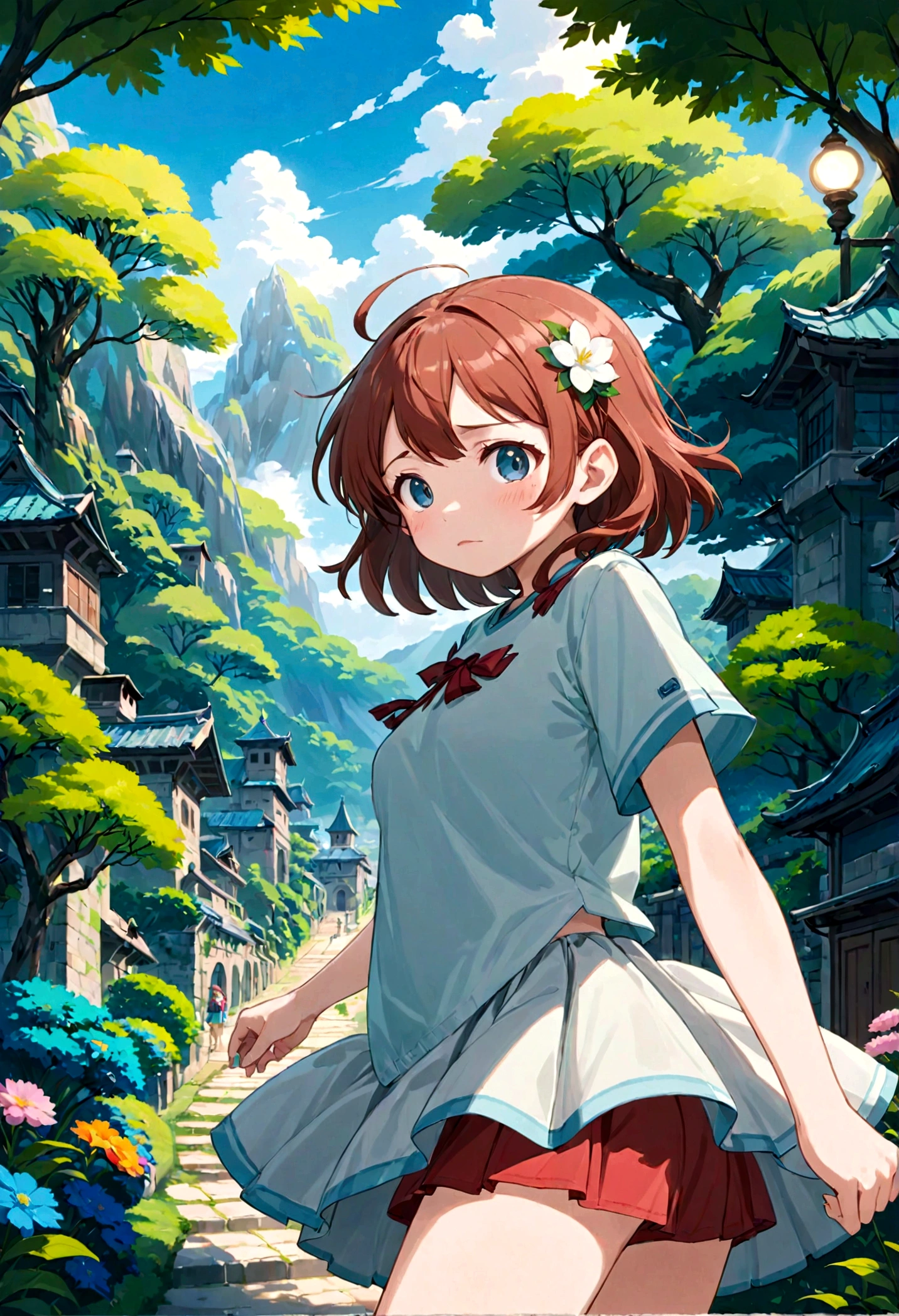 Low - Angle、Long skirt、強WindでHolding the flipping skirt with your hand、強WindでWhite cotton pantiesが見えている、:((Holding the flipping skirt with your hand))Low - Angle8Kで、highest quality、masterpiece、Ultra-detailed、Ultra-high resolution、Anime Style、1. High school girl、強Wind、((Holding the flipping skirt with your hand))、(impatient)White cotton panties:1.5), (Wind:1.25), (highest quality:1.0), (masterpiece:1.0), (Ultra-fine illustrations:1.0), ネイビーブルーのLong skirt、
、Lined、