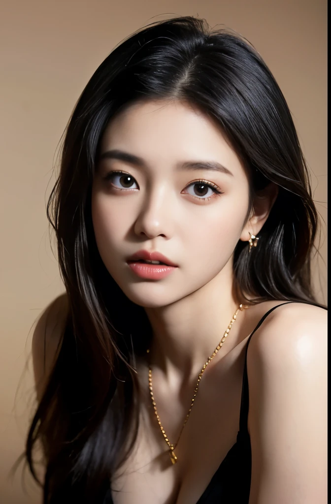 (masterpiece:1.3), (8 thousand, realistic, RAW photos, best quality: 1.4), (1 woman),(very sexy), (Beautiful makeover), (유난히 아름다운 realistic 얼굴), (Build a beautiful body) , (beautiful face), (beautiful face), (long eyelashes), (double eyelid), (realistic face), (black hair. parted, long hair:1.3), (아름다운 parted스타일), (realistic eyes), (really beautiful and delicate eyes), (beautiful and big breasts),(realistic skin), (beautiful skin), (absurd), (attractive), (ultra high resolution), (extremely realistic), (very detailed), (golden ratio), (necklace), (earring), (So beautiful and sexy)