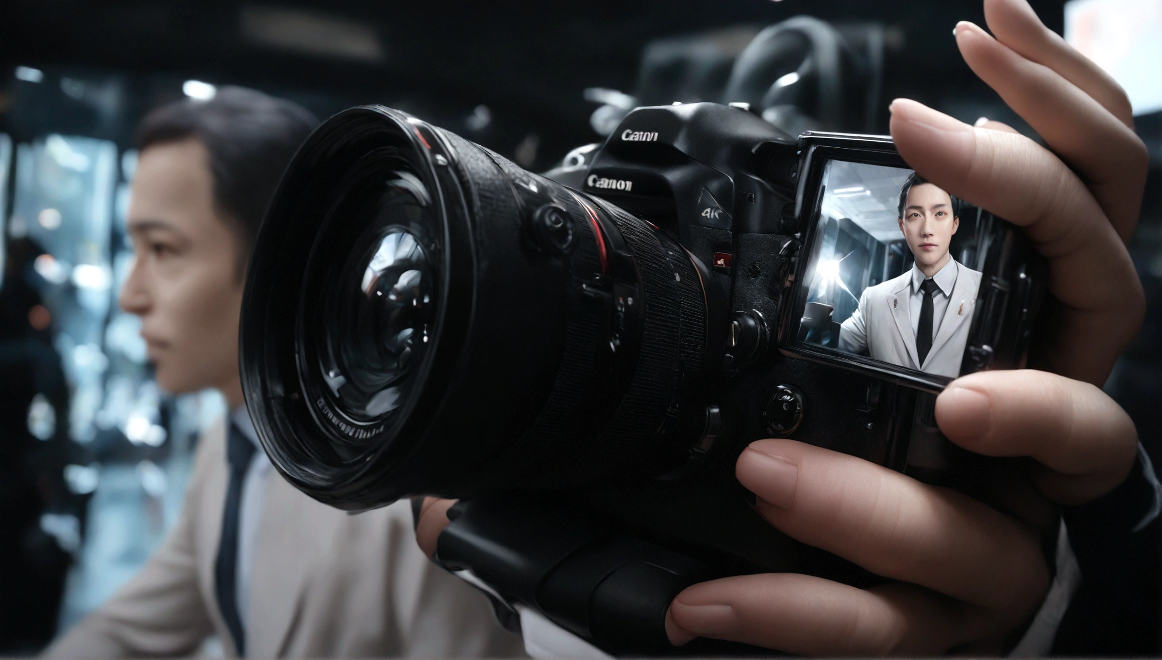 A 25-year-old man wearing a serious suit, Please wear a white business suit, Order model, Show me your face, photograph de perfil Professional, Business attire, Business service, High resolution, masterpiece, Dark Background, Blurred background Best quality, Intricate high detail, Very detailed, Sharp focus, texture, Very detailed目、Very detailed顔, Professional, 4K, Canon photography, 85mm, Shallow depth of field, Kodak Color Vision, Perfectly Fitted Body, Very detailed, photograph_\(Ultra\), photograph realista, Post-processing, Maximum details, Roughness, Real Life, Ultra realista, rendering, Director of Photography, 8K UltraHD, Director of Photography (cinematic particles)