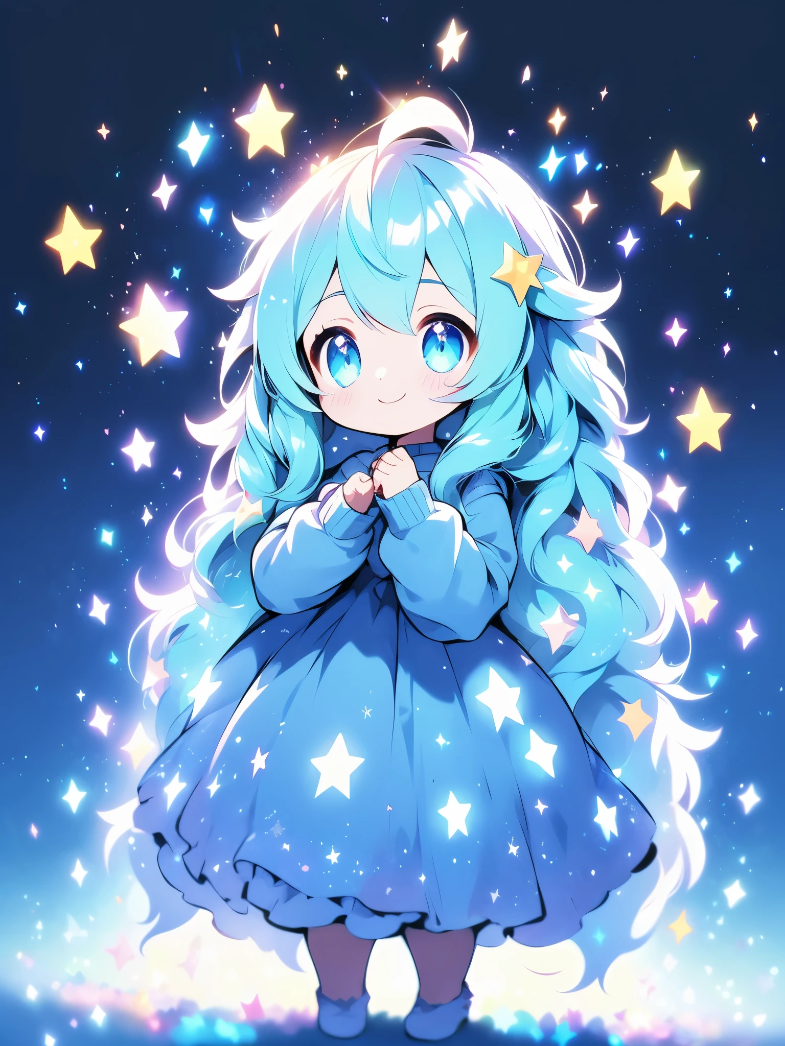 Face Focus, masterpiece, highest quality, girl，Looking up，Sparkling and colorful, Sparkling butterfly，Twinkle Star，shining heart，Night Background, fire Fly, Particles of light, alone, Twin-tailed light blue hair, Aqua Eye, Cute Smile，Are standing, Pixiv, Written boundary depth, Structure of the film, Best lighting, look up