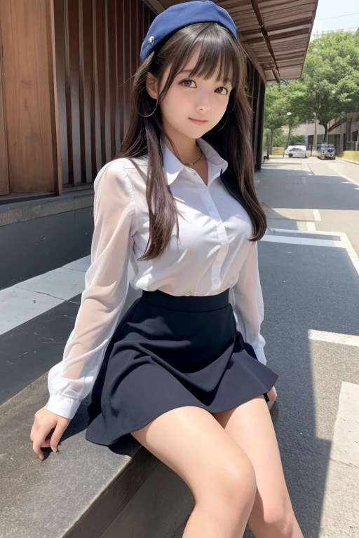 Cute Girls、high school girl、See-through、mini skirt、sit