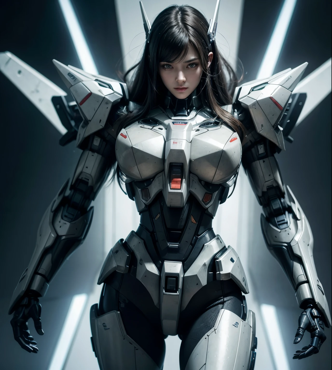 Textured skin, Super Detail, high details, High quality, Best Quality, hight resolution, 1080p, hard disk, Beautiful,(Gundam),beautiful cyborg woman,Mecha Cyborg Girl,Battle Mode,Girl with a Mecha Body,She wears a futuristic Gundam mecha,A powerful cyborg woman, sleek and futuristic, with advanced mechanical augmentations that enhance her strength and capabilities.