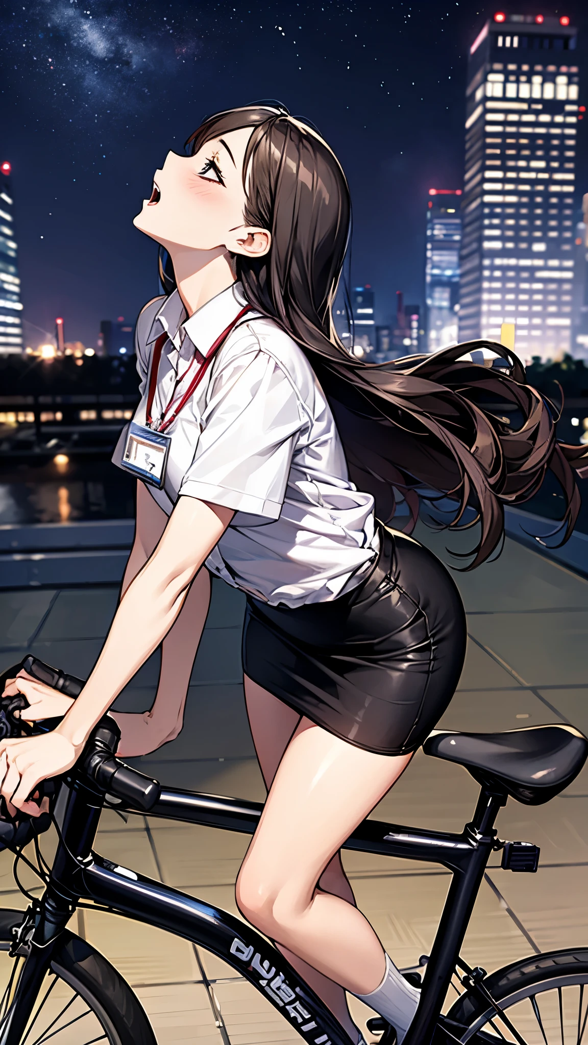 side shot,full body,Bicycle pedaling,office worker,woman in her 20s,orgasm:1.3,ahegao:1.3,suit,ID Card,pencil  skirt,looking up to the heavens,crowd,#Quality UHD,1080P,16k,4K,8k,absolutely,absurdres,anatomically correct,award winning,best quality,ccurate,HD,high details,high quality,highres,masterpiece ,photorealistic,raw photo,resolution,retina,super detail,textured skin,ultra detailed ,ultra high res