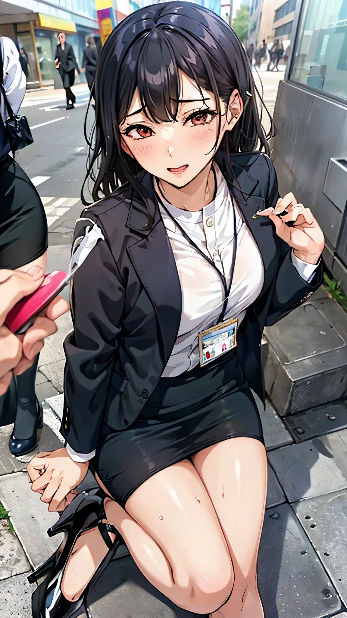 Publishable Images:2.0,Company Receptionist,Leg spread,ID card,Sweat,Disheveled Hair,Job hunting suit:1.5,Ahegao,orgasm:1.5, Pencil Skirt,High heels,Group shot,Multiple women:1.5,