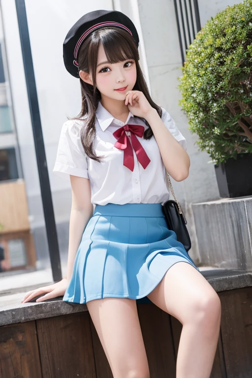 Cute Girls､high school girl､See-through､stockings､Light blue mini skirt､sit