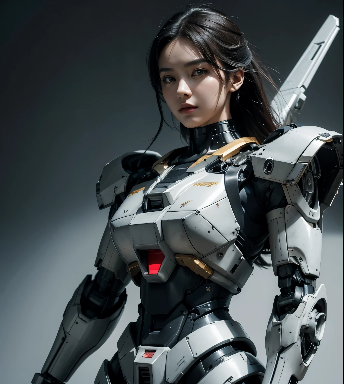Textured skin, Super Detail, high details, High quality, Best Quality, hight resolution, 1080p, hard disk, Beautiful,(Gundam),beautiful cyborg woman,Mecha Cyborg Girl,Battle Mode,Girl with a Mecha Body,She wears a futuristic Gundam mecha,A powerful cyborg woman, sleek and futuristic, with advanced mechanical augmentations that enhance her strength and capabilities.