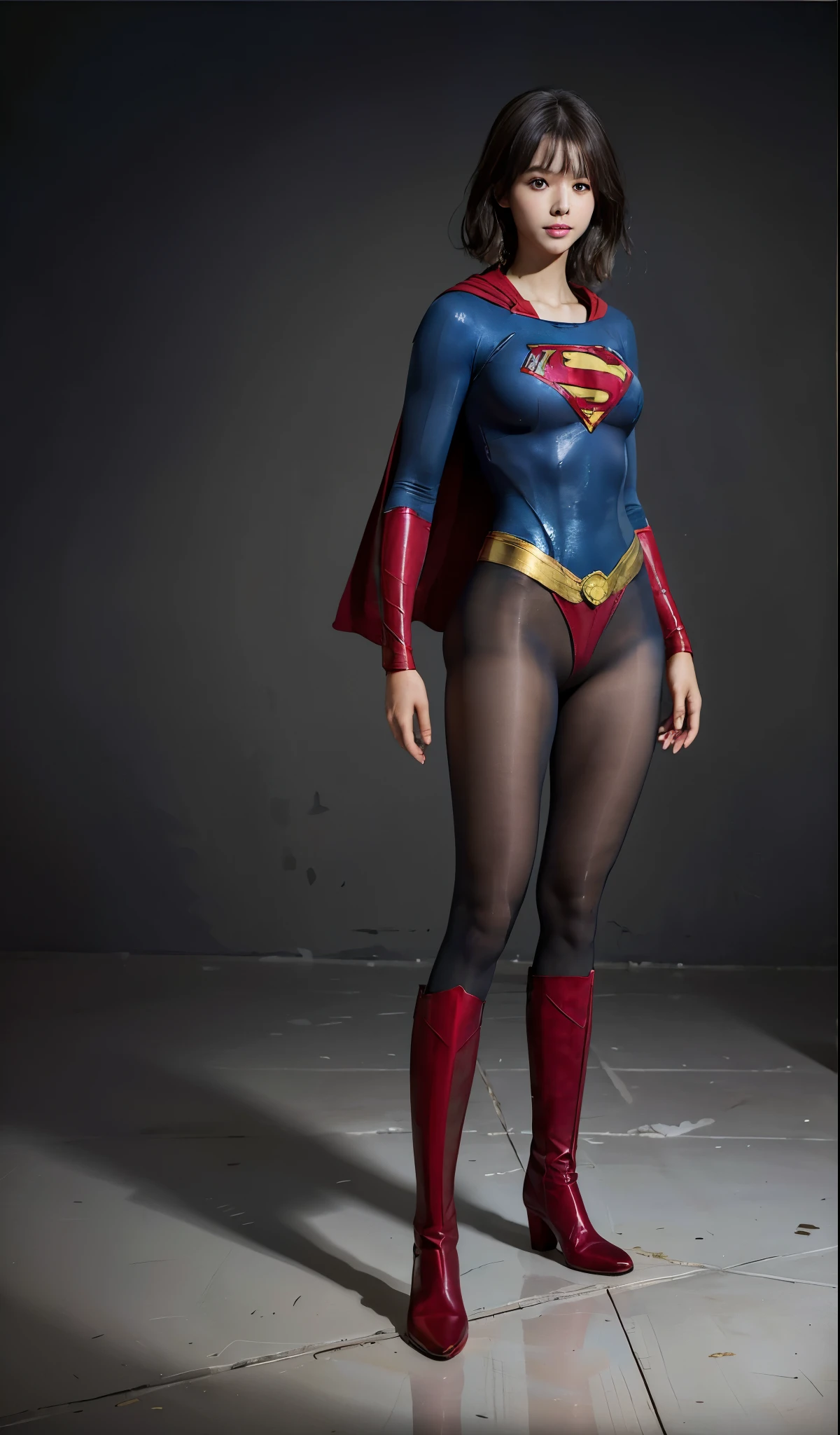 No background、(((Beautiful legs in black tights.)))、(((Legally express the beauty of your smile)))、((((Make the most of your original images)))、(((体にぴったりフィットするSupergirl Costume)))、(((Supergirl Costume)))、(((Beautiful twin tail hairstyle)))、(((She is winking cutely.)))、(((Please wear black tights....、Wear red boots)))、((Best image quality、8k))、((highest quality、8k、masterpiece:1.3))、(((Preserve background )))、Sharp focus:1.2、Beautiful woman with perfect figure:1.4、Slim Abs:1.2、Wet body:1.5、Highly detailed face and skin texture、8k