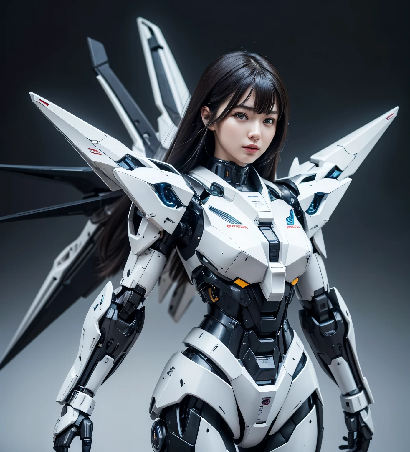 Textured skin, Super Detail, high details, High quality, Best Quality, hight resolution, 1080p, hard disk, Beautiful,(Gundam),beautiful cyborg woman,Mecha Cyborg Girl,Battle Mode,Girl with a Mecha Body,She wears a futuristic Gundam mecha,A powerful cyborg woman, sleek and futuristic, with advanced mechanical augmentations that enhance her strength and capabilities.