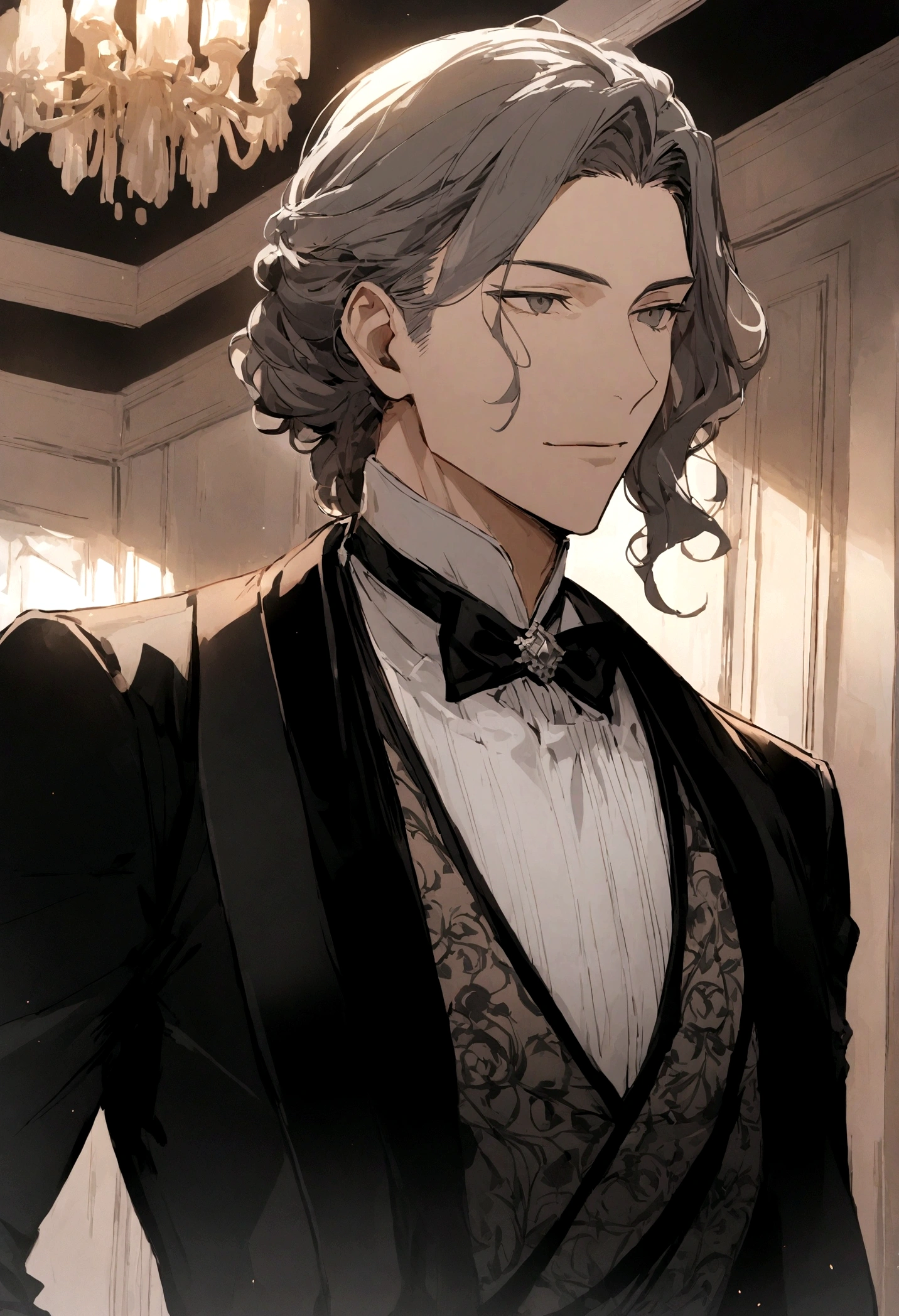 homme avec un air d'elegance, cheveux bruns