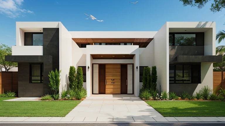 An illustration　Modern house entrance