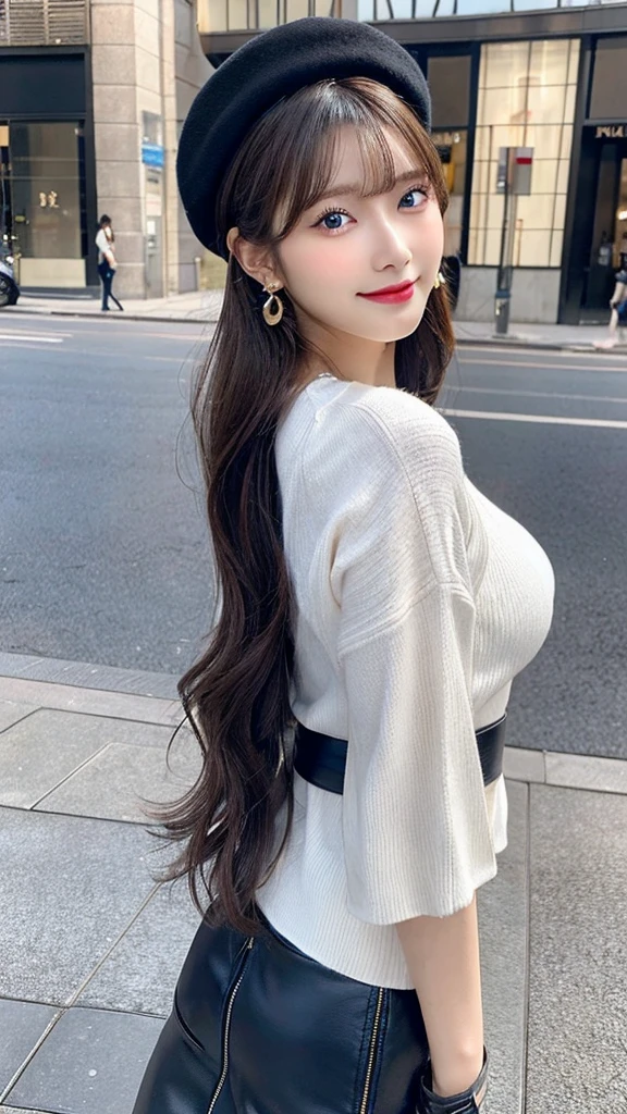 (32hair,High resolution,High detail,High resolution,high density,alone,in addition:1.3),(A realistic person々,Live Action,fine grain,High resolutionの目,Fine Eyes,Eyes that look alive,Beautiful dark blue eyes,Fishing eyes,Detailed lips,Translucent white skin,Realistic face in every detail:1.3),(Japanese Ido,hairorean Idols,Japanese Model,hairorean models,hairorean hair-Pop Female Idols:1.2),(Blushing,Natural Makeup,necklace,Earrings,へそEarrings:1.4)(Military Cargo Pants,A colorful top with an oversized silhouette,Rajkot,Leather boots,hairnitted hats,Mode Style, Beautiful casual look:1.6),(Shapely breasts:1.5),(Young but very beautiful hairorean16 years old ,Cool eyes,Smile a little,turn around,looked back,Looking into the camera,Fashion Leader,Fashion Model,Soft Skin,Unforgettable Eyes,Her eyes are so beautiful,I want to go to the Paris Collection.........,Cutting-edge fashion:1.6),(Please show me your whole body,Showing off full-body fashion,Stylish blue glasses:1.7)smile Wink