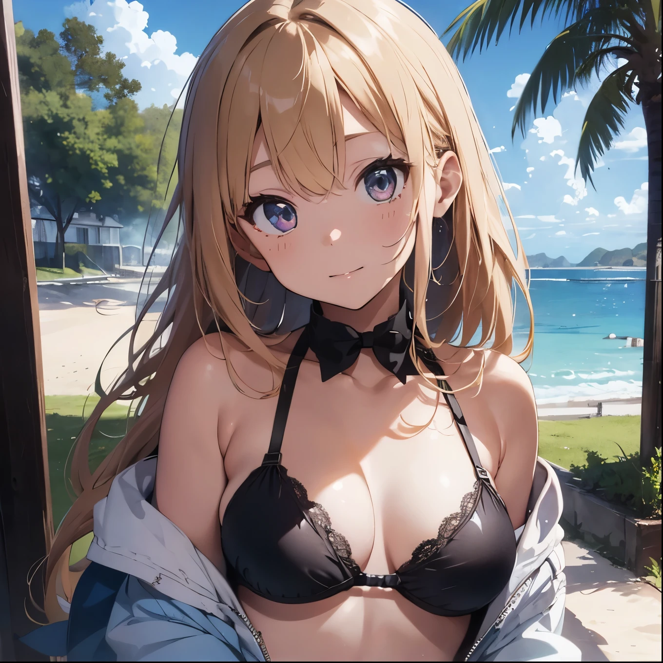 Blonde girl drawn in high definition Japanese anime style、whole body、Women in blue bikinis taking photos on a deserted beach, Bikini Model, , A young and cute gravure idol, Posing together in bras, Russian and Japanese mix, sakimichan, Asian woman, Wear a swimsuit, that'that'that'that'that'that'that'that'that'that'that'that'that'that'that'that'that'It's hot with the shining sun, Japanese Model, Cute Core, sakimichan hdri, Young Gravure Idol, Chubby