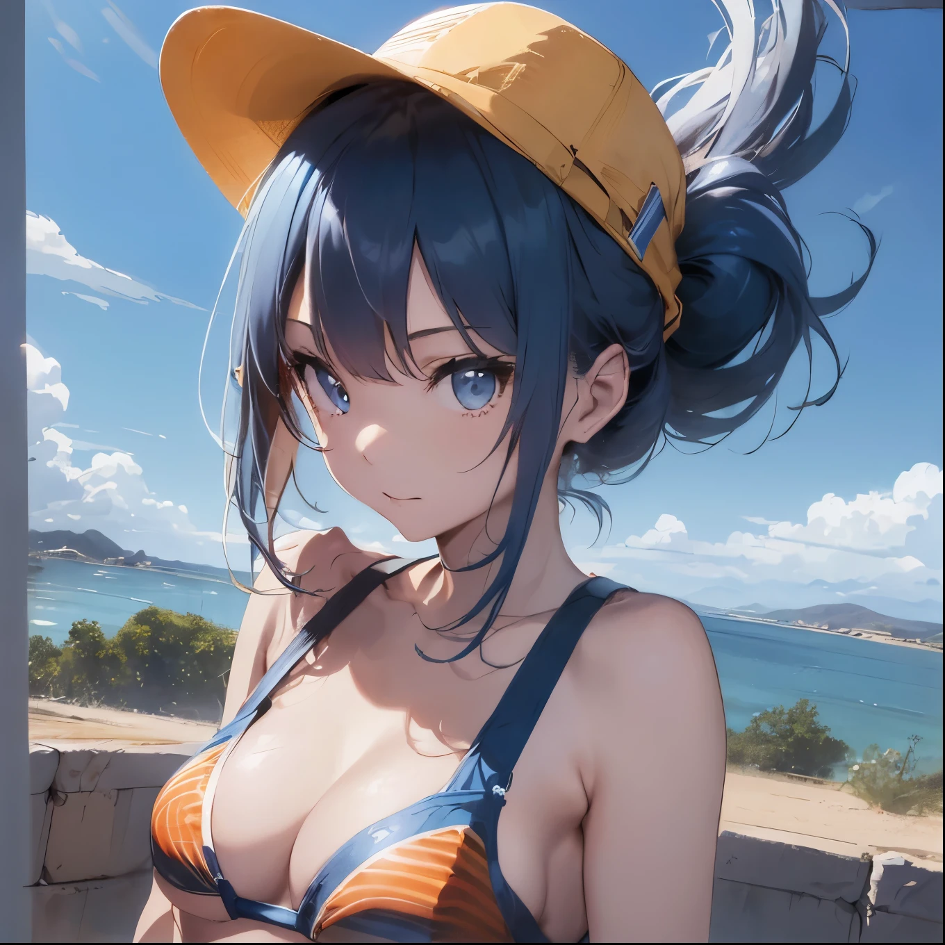 Blue haired girl drawn in high resolution Japanese anime style、whole body、Women in blue bikinis taking photos on a deserted beach, Bikini Model, , A young and cute gravure idol, Posing together in bras, Russian and Japanese mix, sakimichan, Asian woman, Wear a swimsuit, that'that'that'that'that'that'that'that'that'that'that'that'that'that'that'that'that'It's hot with the shining sun, Japanese Model, Cute Core, sakimichan hdri, Young Gravure Idol, Chubby