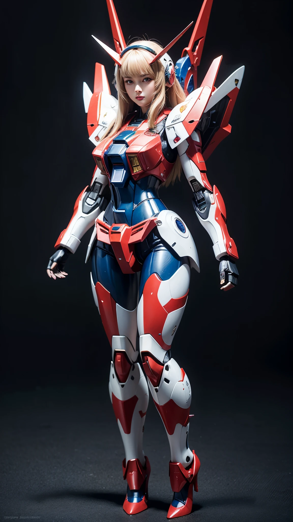 Textured skin, Super Detail, high details, High quality, Best Quality, hight resolution, 1080p, Gorgeous beauty、Girl with Beautiful Mecha Body、(Gundam) Girl with robot body