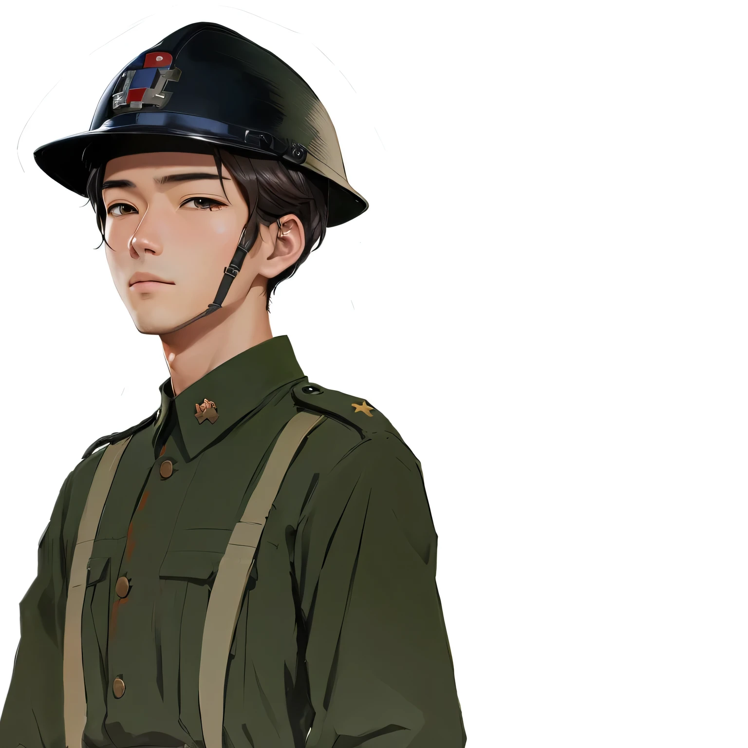 There was a man in uniform standing., Inspired by Junpei Sato, Made with Anime Painter Studio., japan soldier in world war 2, mario as a world war i soldier, Official character art, Drawing in Anime Painter Studio, Inspired by Hisui Tsukiura, Inspired by Kamisaka Sekka, soldier, Inspired by Yoshihiko Wada