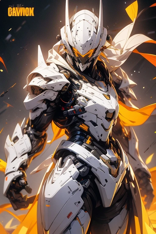 the beautiful asian cyborg-lady, wear white cyborg-armor, standing on the high building, brightly sunny day