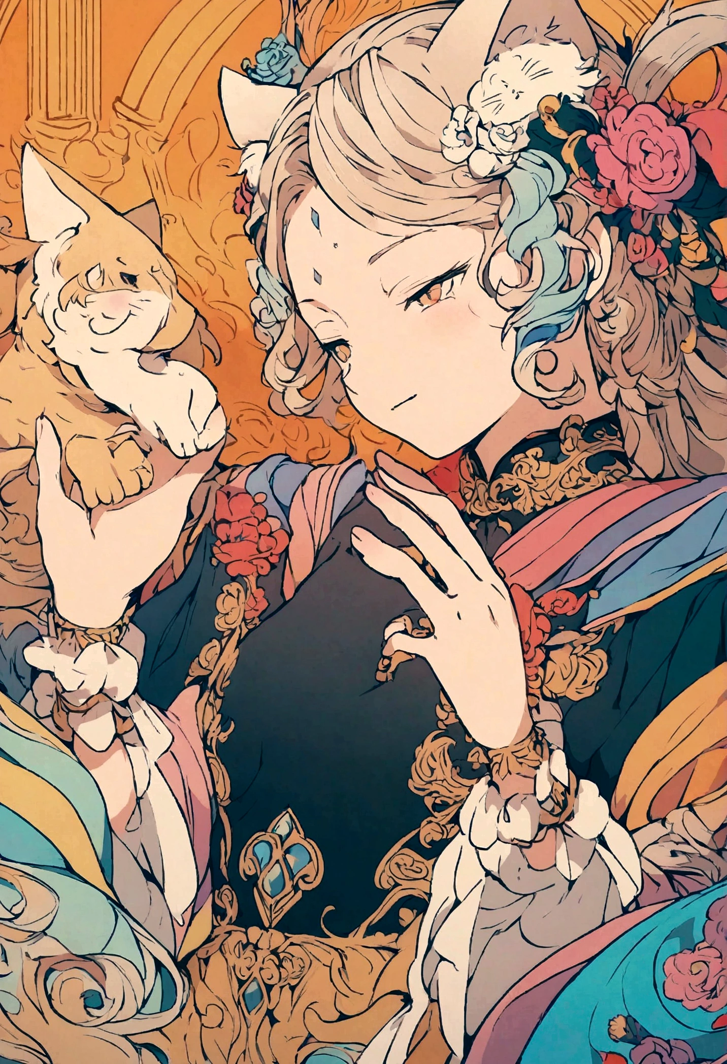 Cat telling fortune、Anime-style illustrations